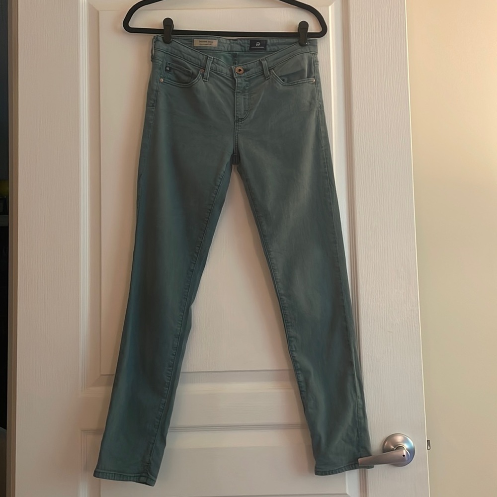 Anthropologie AG Stevie Ankle Slim Straight Green Jeans